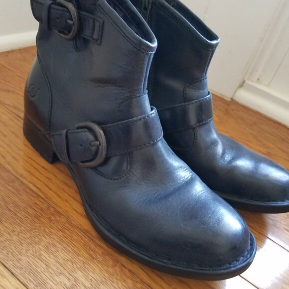 Born Raisa Black Leather Ankle Boots Size 6 - Picture 1 of 4